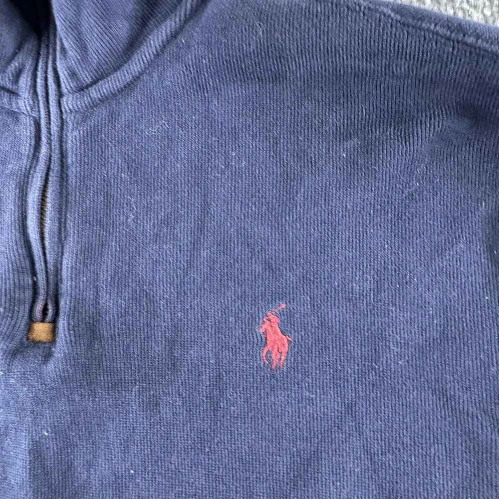 Polo Ralph Lauren Sweater Mens M Blue 1/4 Zip Mock Neck Cotton Knit Pullover